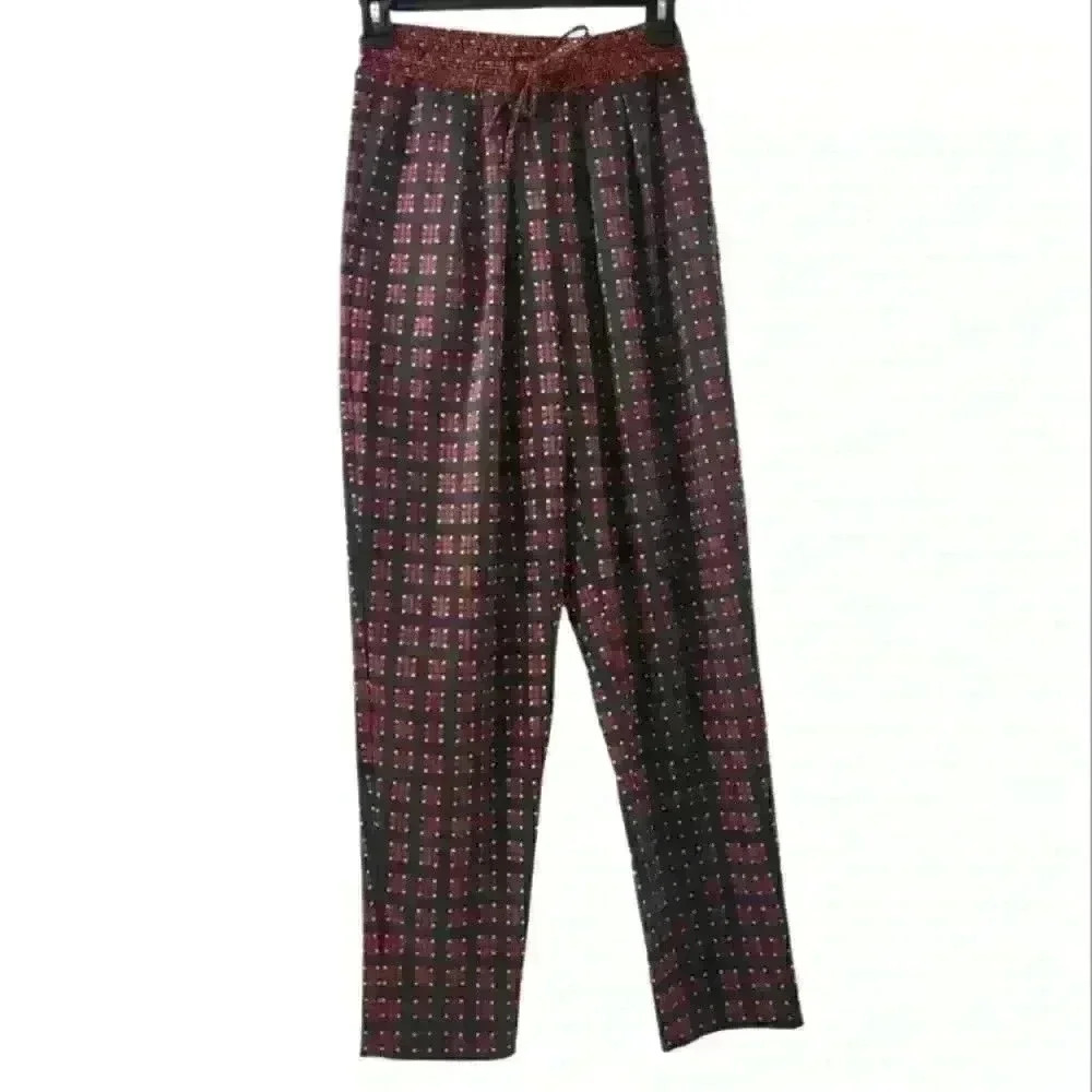 3/$30 Zara XS Elastic‎ Drawstring Waist Ankle Black Print Pull On Pants.